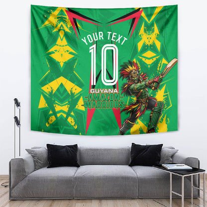 Personalized Guyana Cricket Tapestry Amazon Warriors Tribal Mascot Sports