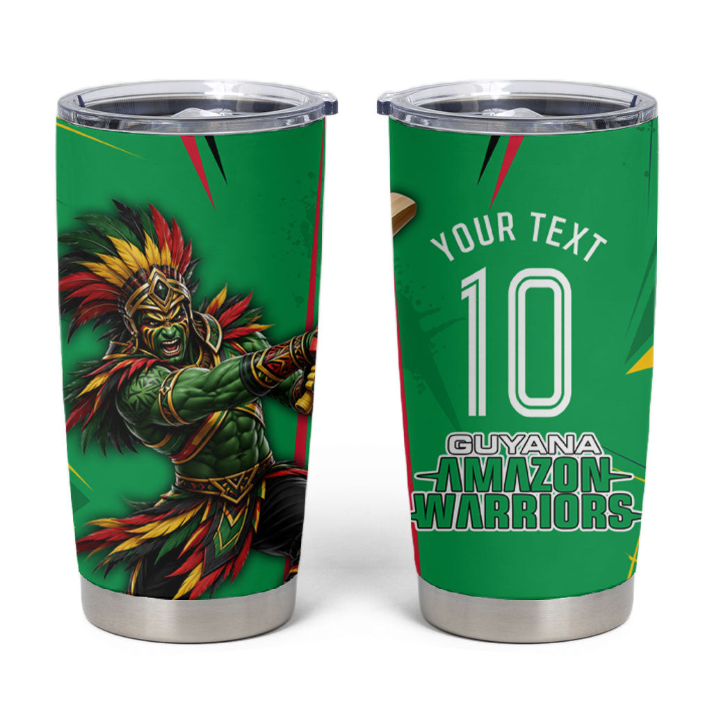 Personalized Guyana Cricket Tumbler Cup Amazon Warriors Tribal Mascot Sports