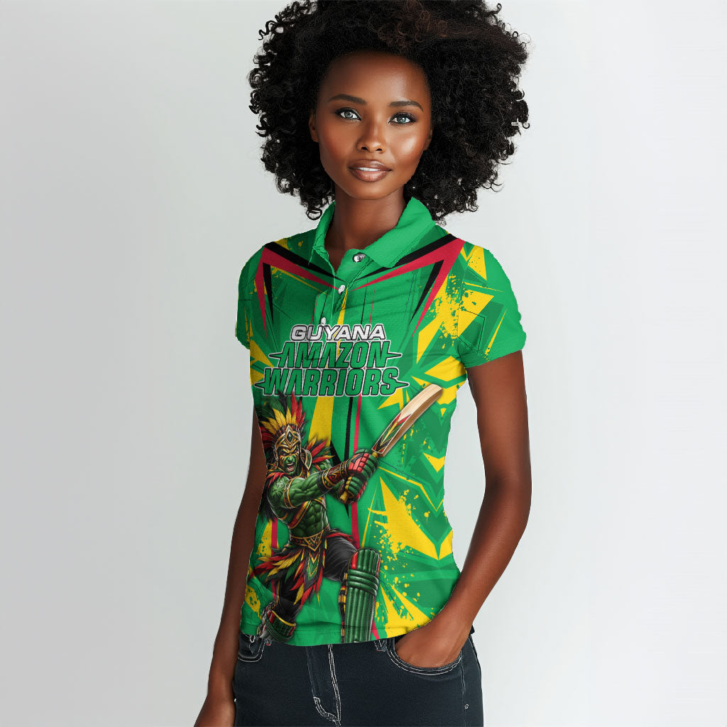 Personalized Guyana Cricket Women Polo Shirt Amazon Warriors Tribal Mascot Sports