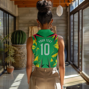 Personalized Guyana Cricket Women Sleeveless Polo Shirt Amazon Warriors Tribal Mascot Sports