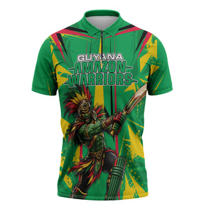 Personalized Guyana Cricket Zipper Polo Shirt Amazon Warriors Tribal Mascot Sports