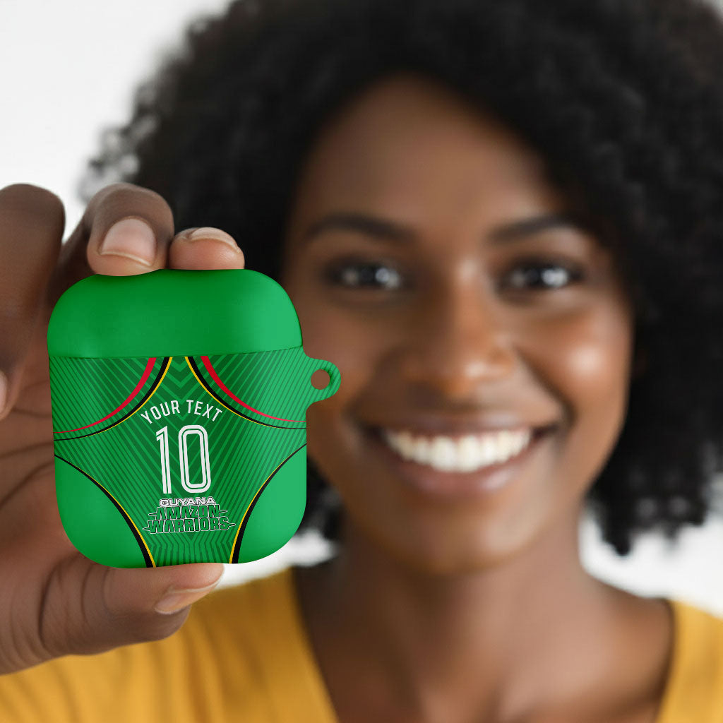 Personalized Guyana Cricket Amazon Warriors AirPods Case Modern Geometric Sports Fan