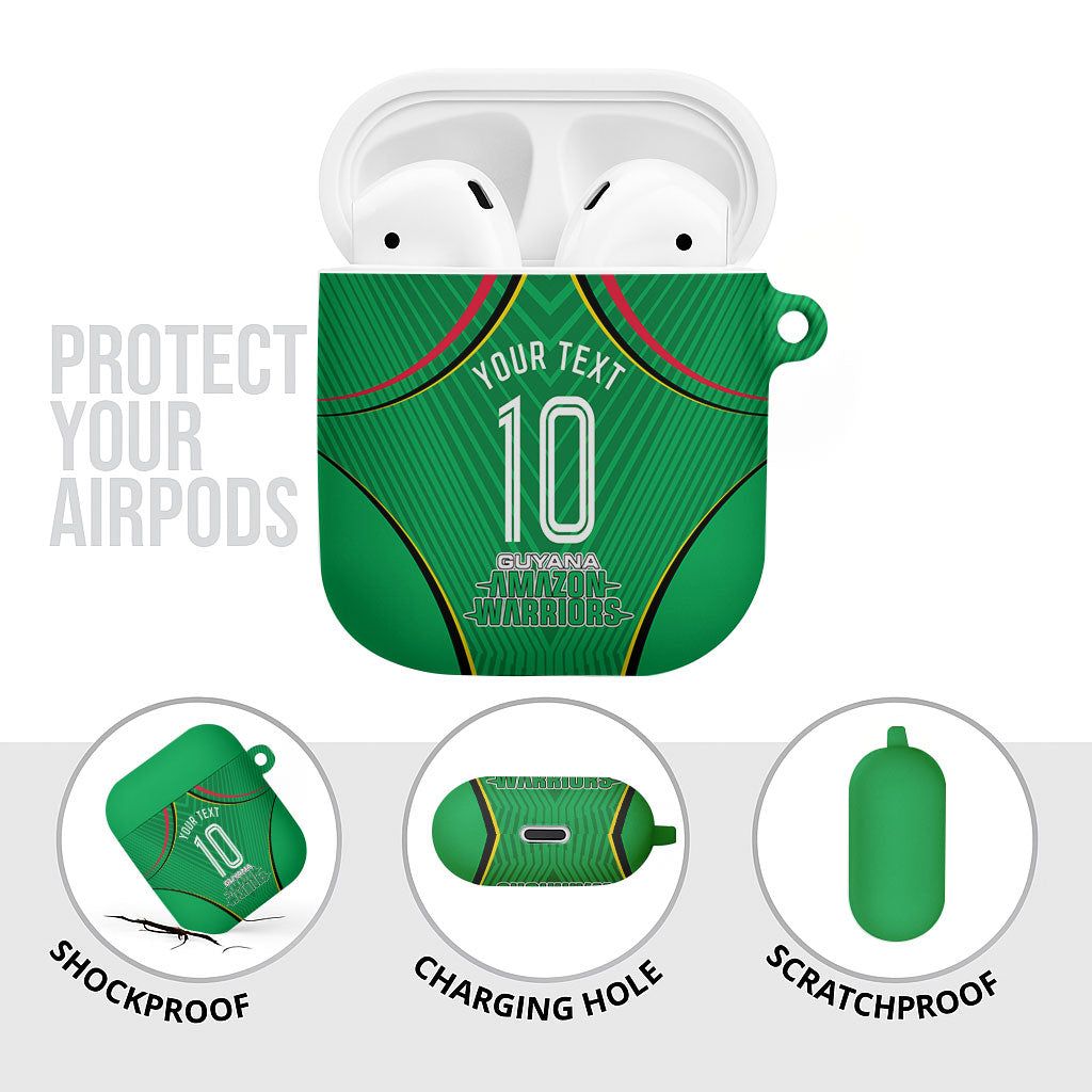 Personalized Guyana Cricket Amazon Warriors AirPods Case Modern Geometric Sports Fan