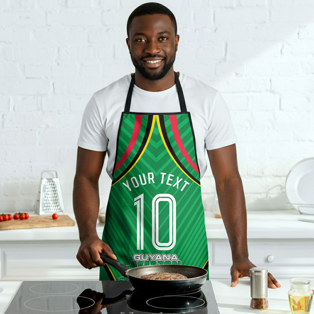 Personalized Guyana Cricket Amazon Warriors Apron Modern Geometric Sports Fan