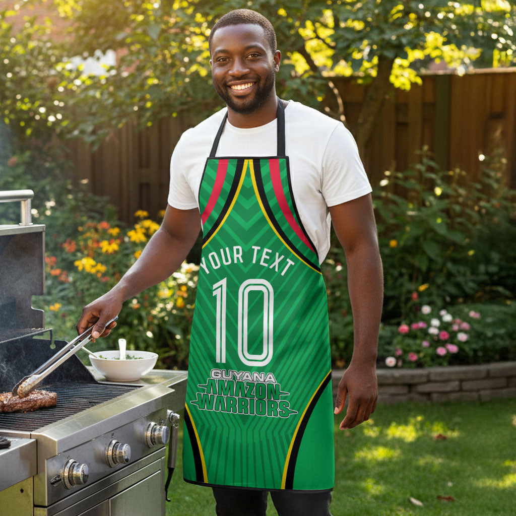 Personalized Guyana Cricket Amazon Warriors Apron Modern Geometric Sports Fan