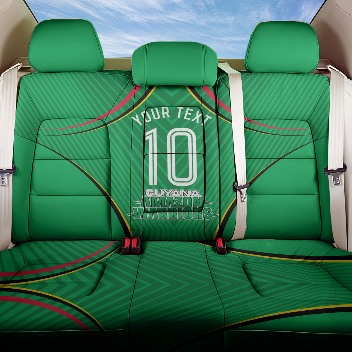 Personalized Guyana Cricket Amazon Warriors Back Car Seat Cover Modern Geometric Sports Fan