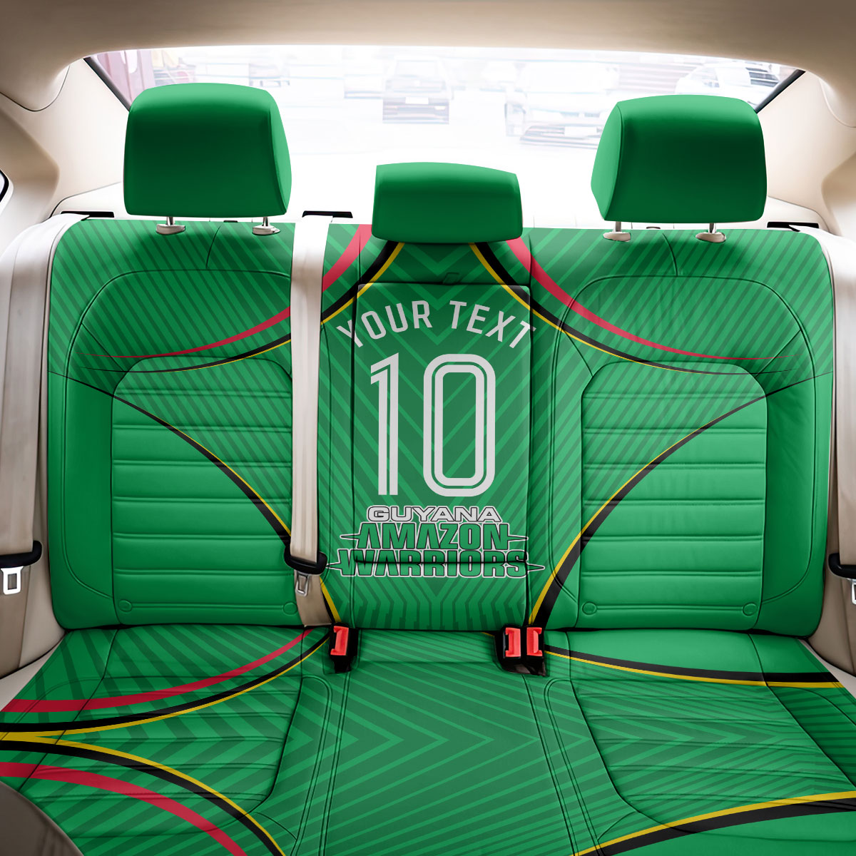 Personalized Guyana Cricket Amazon Warriors Back Car Seat Cover Modern Geometric Sports Fan