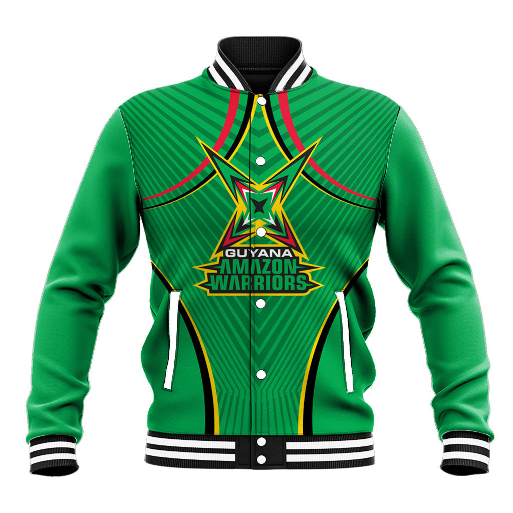 Personalized Guyana Cricket Amazon Warriors Baseball Jacket Modern Geometric Sports Fan