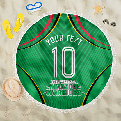 Personalized Guyana Cricket Amazon Warriors Beach Blanket Modern Geometric Sports Fan