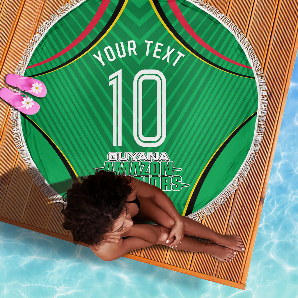 Personalized Guyana Cricket Amazon Warriors Beach Blanket Modern Geometric Sports Fan