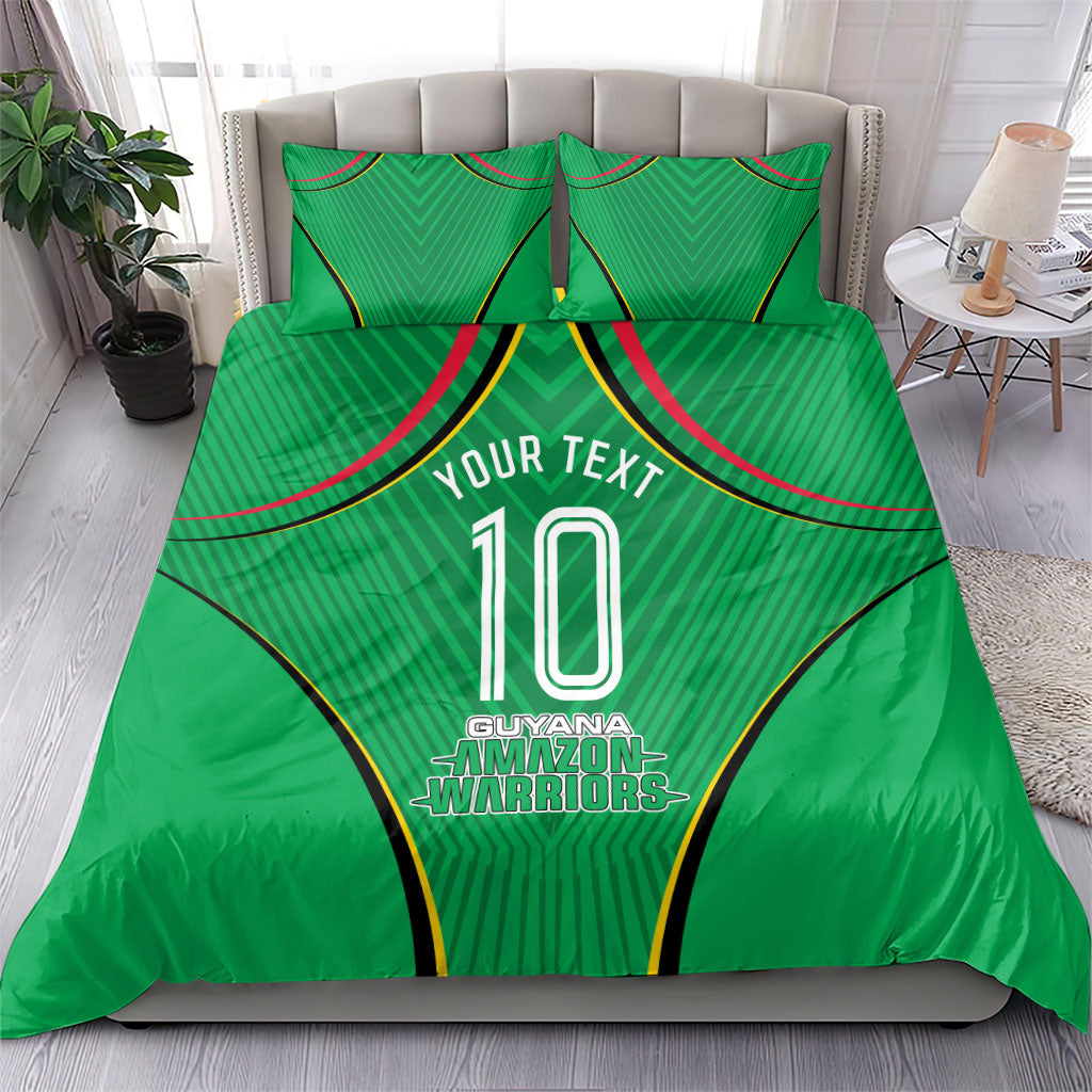 Personalized Guyana Cricket Amazon Warriors Bedding Set Modern Geometric Sports Fan