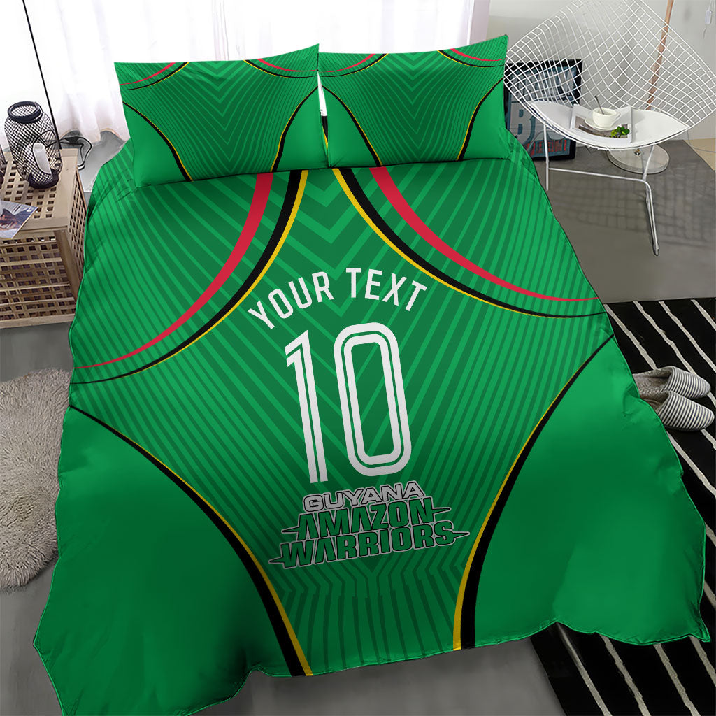 Personalized Guyana Cricket Amazon Warriors Bedding Set Modern Geometric Sports Fan