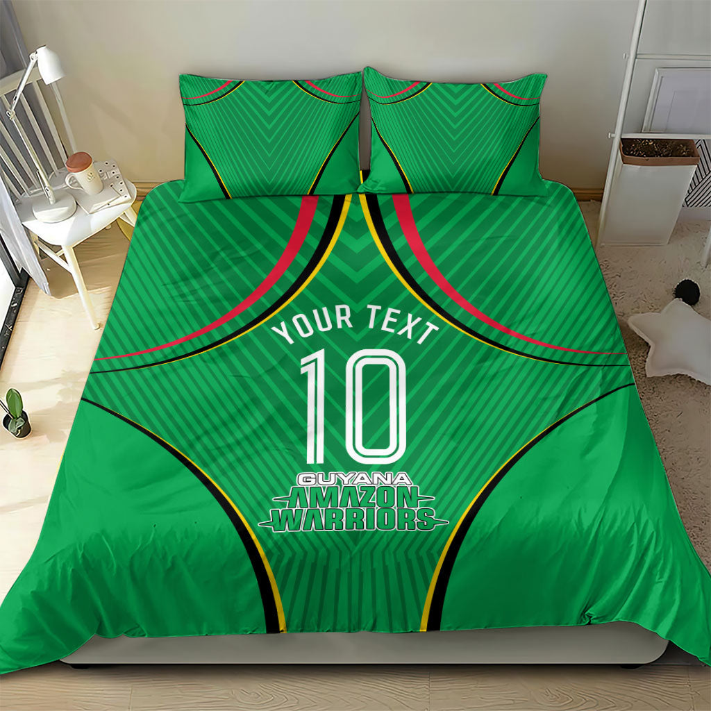 Personalized Guyana Cricket Amazon Warriors Bedding Set Modern Geometric Sports Fan