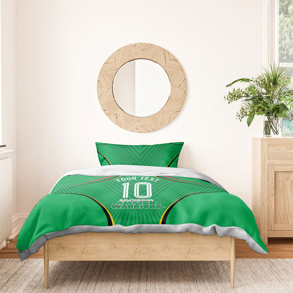 Personalized Guyana Cricket Amazon Warriors Bedding Set Modern Geometric Sports Fan