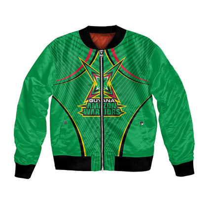 Personalized Guyana Cricket Amazon Warriors Bomber Jacket Modern Geometric Sports Fan