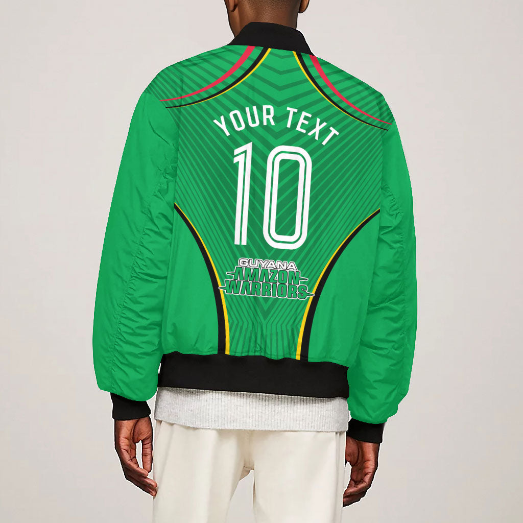 Personalized Guyana Cricket Amazon Warriors Bomber Jacket Modern Geometric Sports Fan