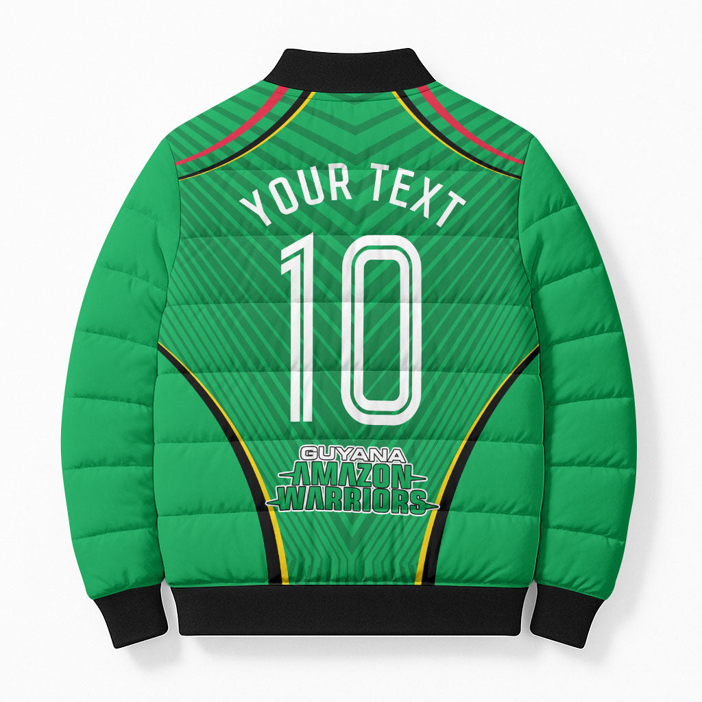 Personalized Guyana Cricket Amazon Warriors Bomber Puffer Jacket Modern Geometric Sports Fan