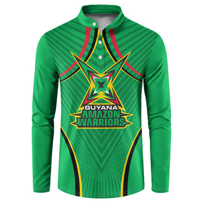 Personalized Guyana Cricket Amazon Warriors Button Sweatshirt Modern Geometric Sports Fan