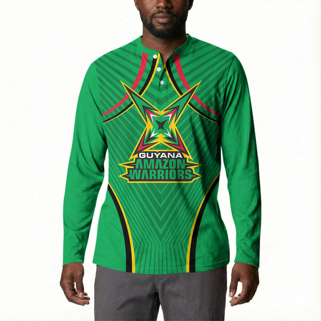 Personalized Guyana Cricket Amazon Warriors Button Sweatshirt Modern Geometric Sports Fan