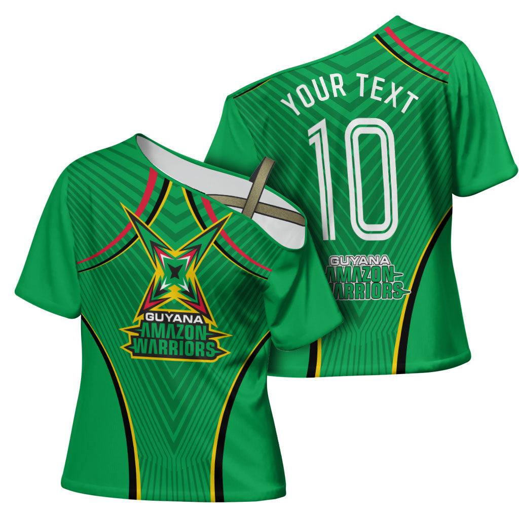 Personalized Guyana Cricket Amazon Warriors Cross Shoulder Shirt Modern Geometric Sports Fan