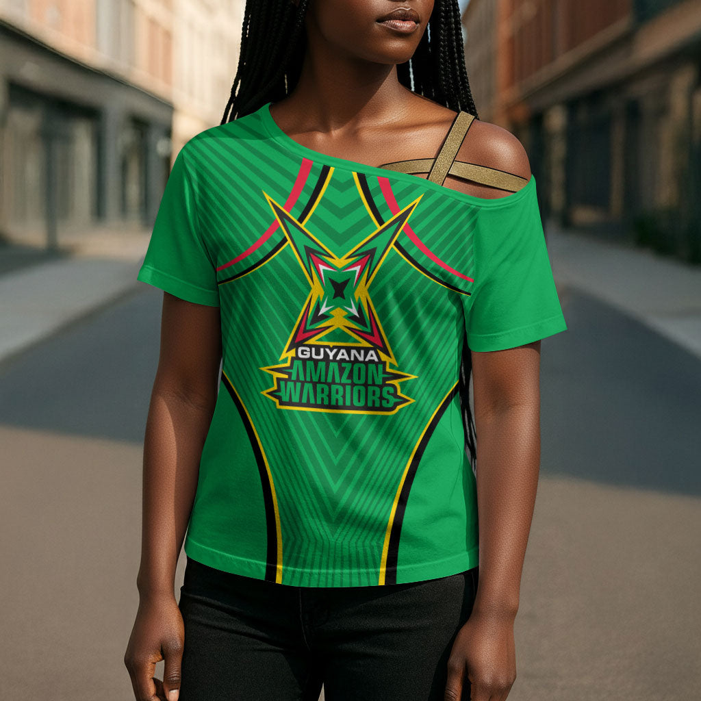 Personalized Guyana Cricket Amazon Warriors Cross Shoulder Shirt Modern Geometric Sports Fan
