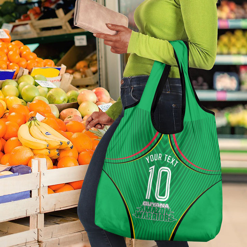 Personalized Guyana Cricket Amazon Warriors Grocery Bag Modern Geometric Sports Fan