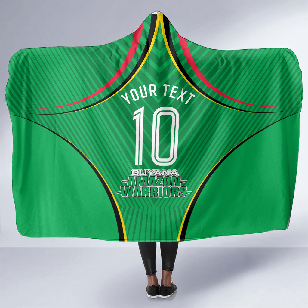 Personalized Guyana Cricket Amazon Warriors Hooded Blanket Modern Geometric Sports Fan