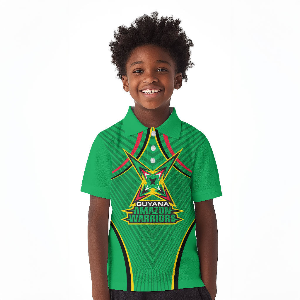 Personalized Guyana Cricket Amazon Warriors Kid Polo Shirt Modern Geometric Sports Fan