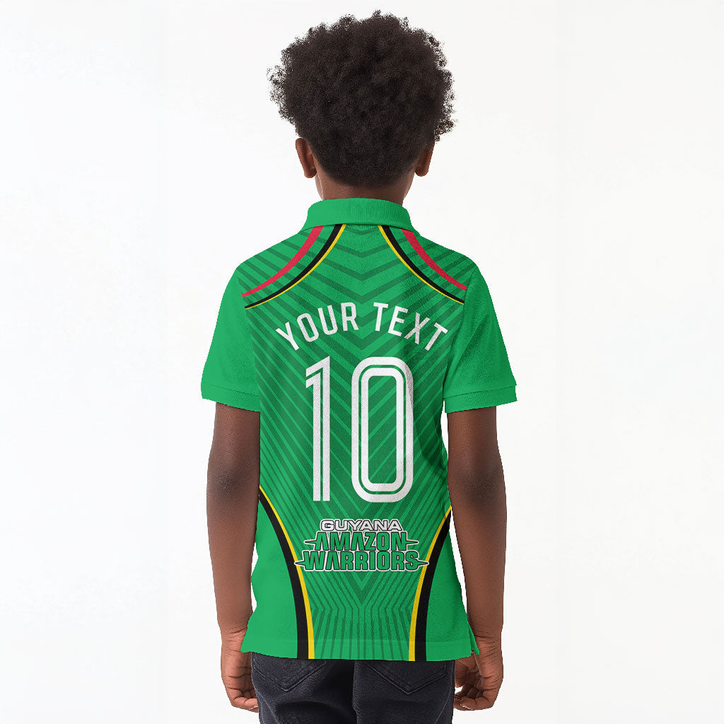 Personalized Guyana Cricket Amazon Warriors Kid Polo Shirt Modern Geometric Sports Fan