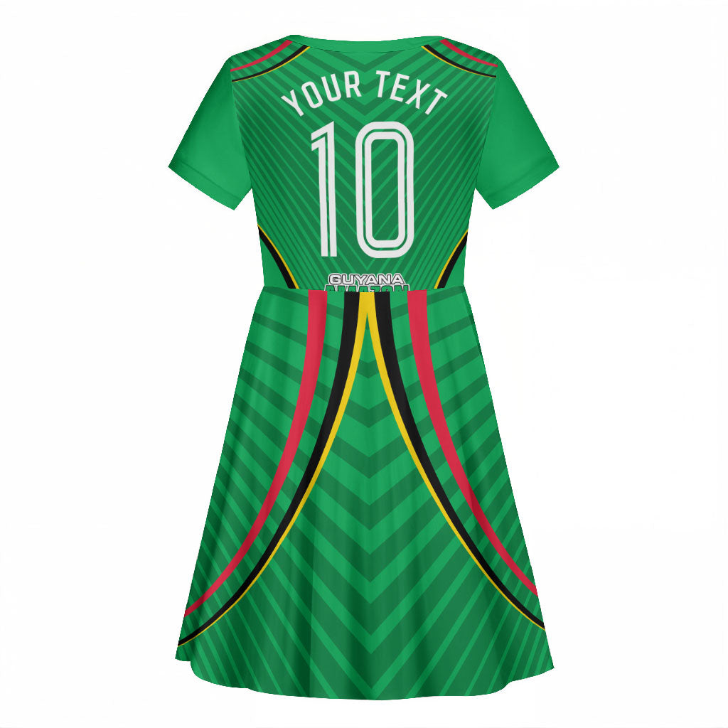 Personalized Guyana Cricket Amazon Warriors Kid Short Sleeve Dress Modern Geometric Sports Fan