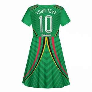 Personalized Guyana Cricket Amazon Warriors Kid Short Sleeve Dress Modern Geometric Sports Fan