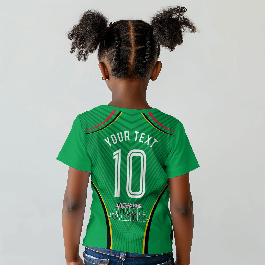 Personalized Guyana Cricket Amazon Warriors Kid T shirt Modern Geometric Sports Fan