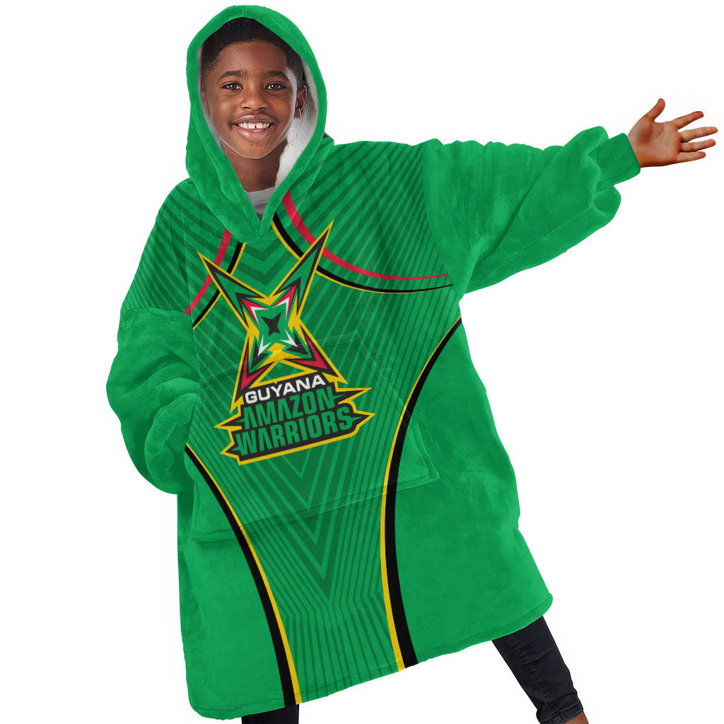 Personalized Guyana Cricket Amazon Warriors Kid Wearable Blanket Hoodie Modern Geometric Sports Fan