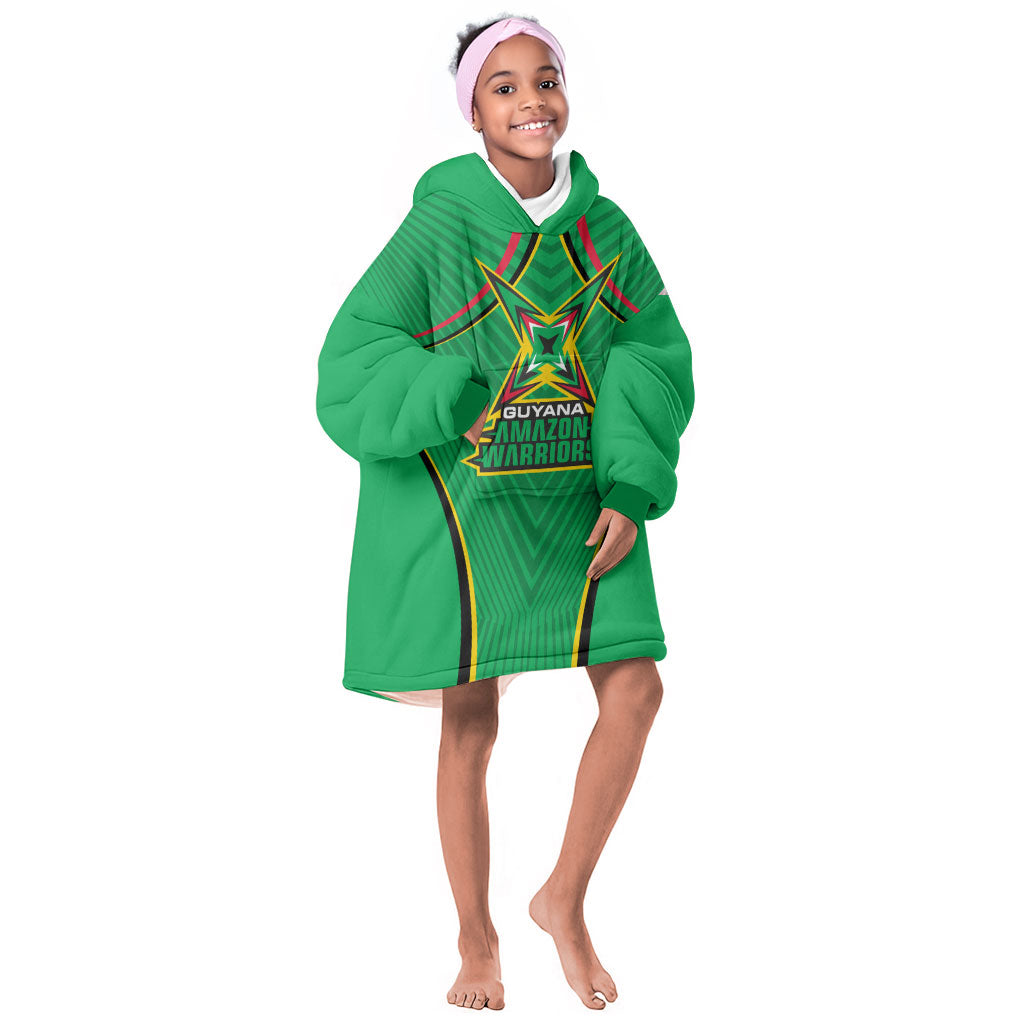 Personalized Guyana Cricket Amazon Warriors Kid Wearable Blanket Hoodie Modern Geometric Sports Fan