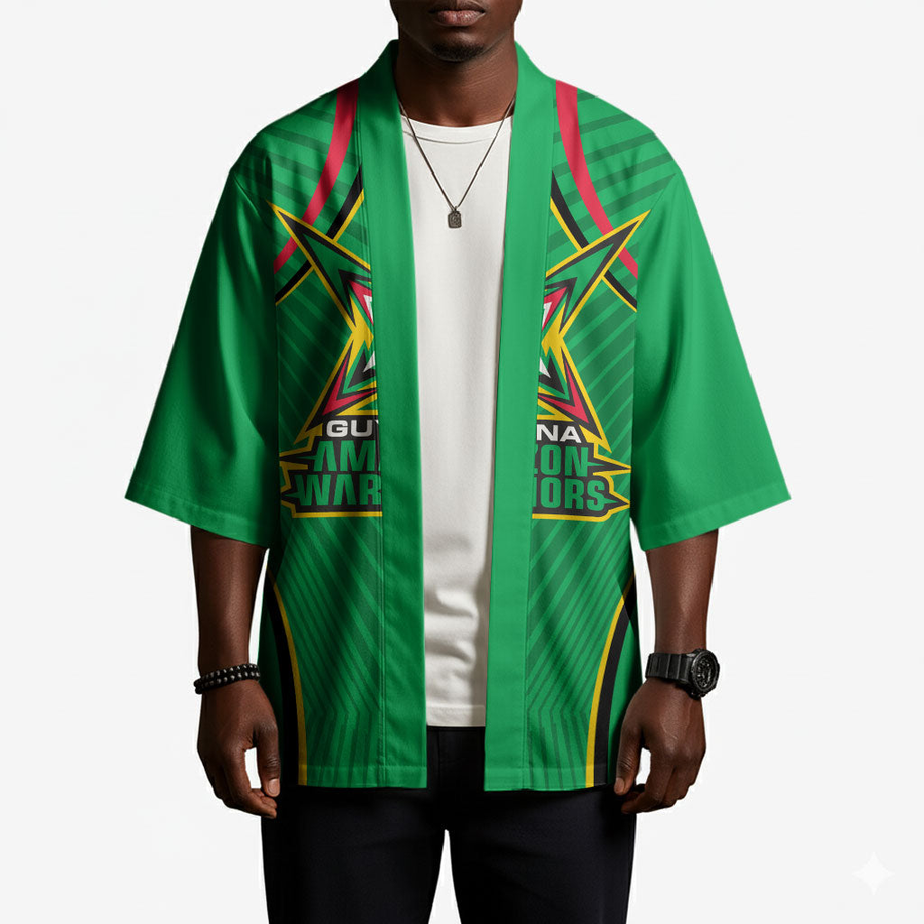 Personalized Guyana Cricket Amazon Warriors Kimono Modern Geometric Sports Fan