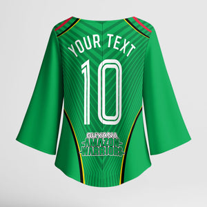 Personalized Guyana Cricket Amazon Warriors Kimono Sleeve Blouse Modern Geometric Sports Fan