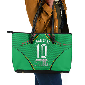 Personalized Guyana Cricket Amazon Warriors Leather Tote Bag Modern Geometric Sports Fan