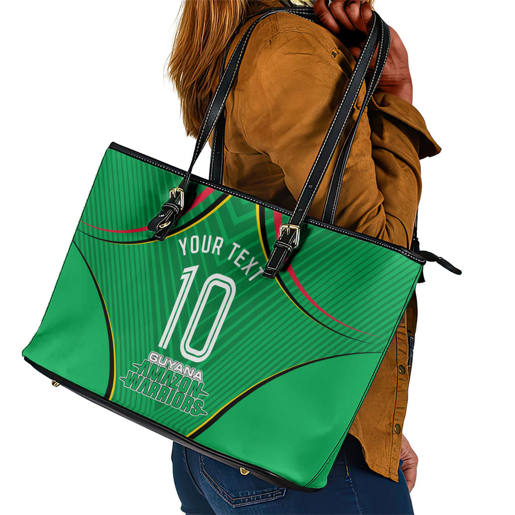 Personalized Guyana Cricket Amazon Warriors Leather Tote Bag Modern Geometric Sports Fan