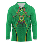 Personalized Guyana Cricket Amazon Warriors Long Sleeve Polo Shirt Modern Geometric Sports Fan