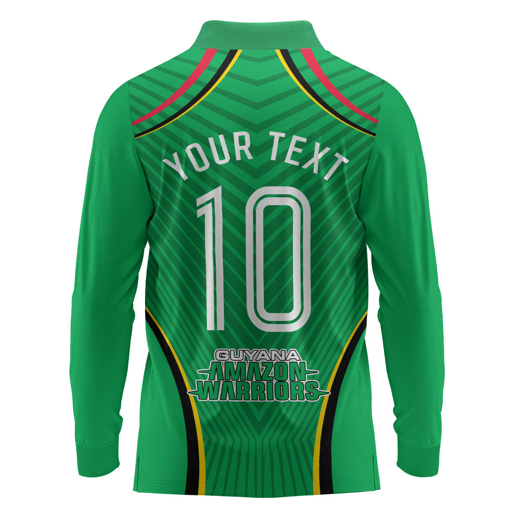 Personalized Guyana Cricket Amazon Warriors Long Sleeve Polo Shirt Modern Geometric Sports Fan