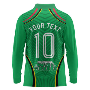 Personalized Guyana Cricket Amazon Warriors Long Sleeve Polo Shirt Modern Geometric Sports Fan