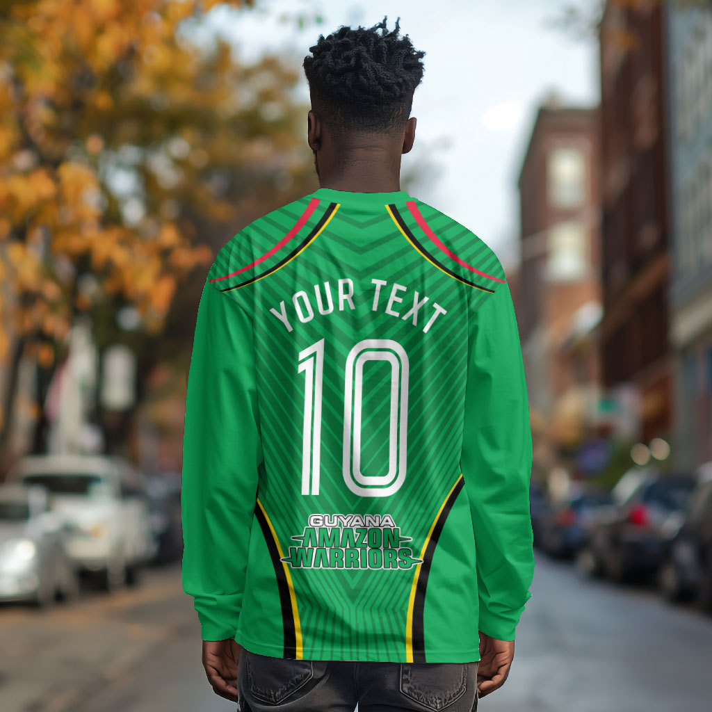 Personalized Guyana Cricket Amazon Warriors Long Sleeve Shirt Modern Geometric Sports Fan