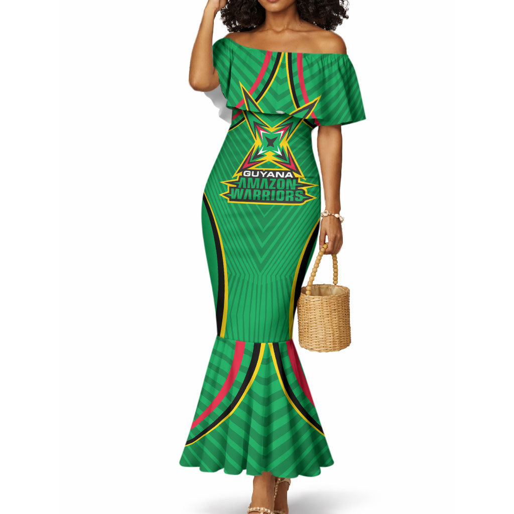 Personalized Guyana Cricket Amazon Warriors Mermaid Dress Modern Geometric Sports Fan