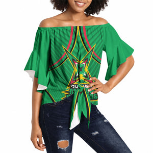 Personalized Guyana Cricket Amazon Warriors Off Shoulder Wrap Waist Top Modern Geometric Sports Fan