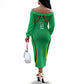 Personalized Guyana Cricket Amazon Warriors Off The Shoulder Long Sleeve Dress Modern Geometric Sports Fan