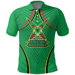 Personalized Guyana Cricket Amazon Warriors Polo Shirt Modern Geometric Sports Fan