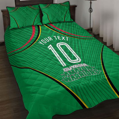 Personalized Guyana Cricket Amazon Warriors Quilt Bed Set Modern Geometric Sports Fan
