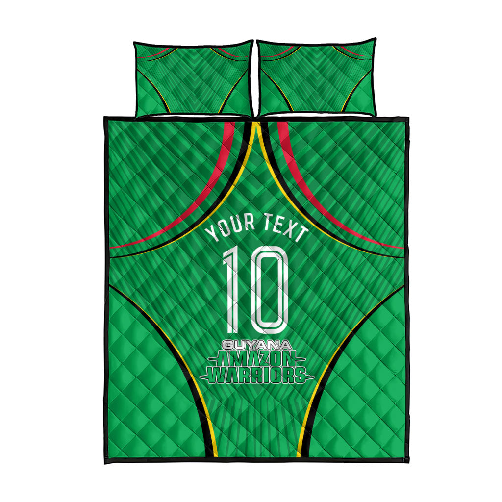 Personalized Guyana Cricket Amazon Warriors Quilt Bed Set Modern Geometric Sports Fan