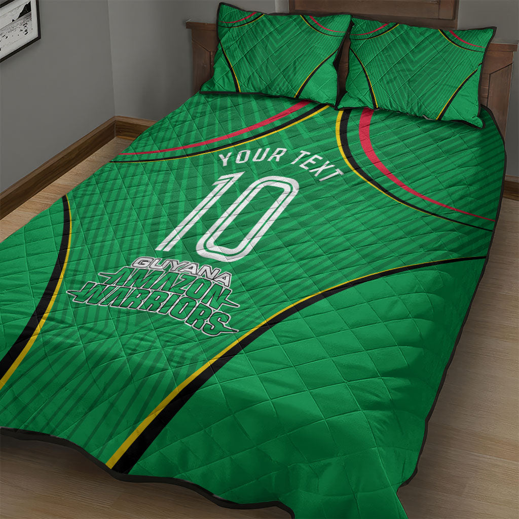 Personalized Guyana Cricket Amazon Warriors Quilt Bed Set Modern Geometric Sports Fan
