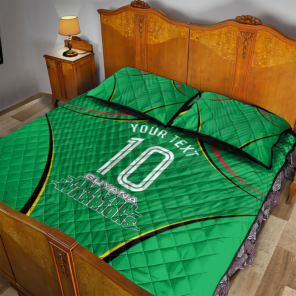 Personalized Guyana Cricket Amazon Warriors Quilt Bed Set Modern Geometric Sports Fan